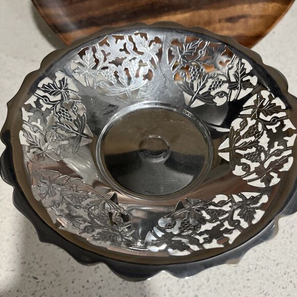 Vintage Krome Kraft Farber Brothers Ornate Chrome Compote Serving Bowl w Stand 5 - Picture 2 of 11